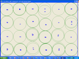 Nesting 23 circles using RFS algorithm.  Could fit 24!  Challenging problem for shape nesting algorithms.